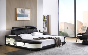 Alden Modern Leather Bed with Ottoman