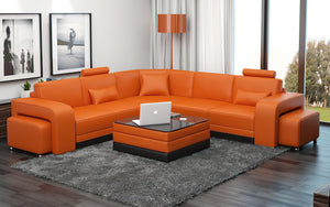 Heather Modern Leather Sectional