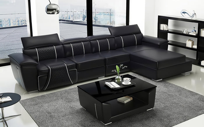 Uli Small Leather Sectional with Chaise