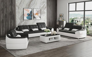 Aumin Modern Leather Sofa Set with Adjustable Headrest