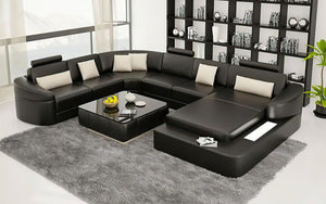 Stricker Leather Sectional with LED Light
