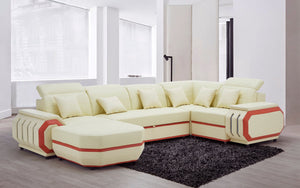 Univo Modern Leather Sectional with LED Lights