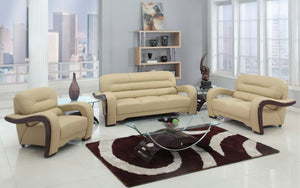 Daskiny Leather Beige Sofa Set