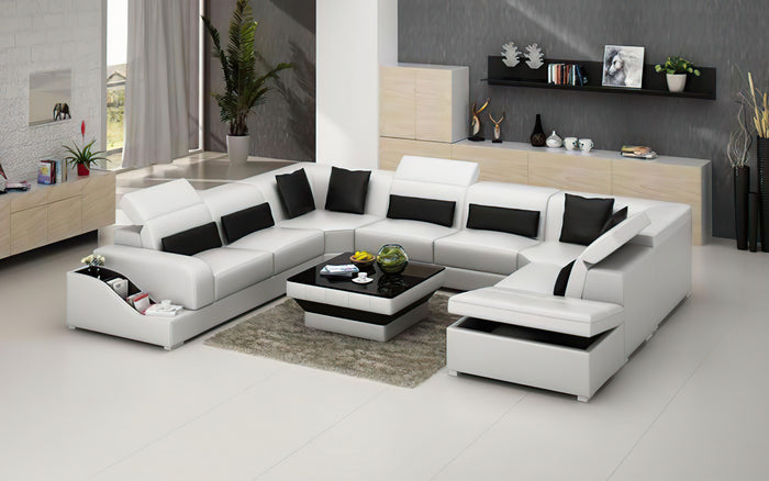 Charlotte Leather Sectional with Pop-Up Storage