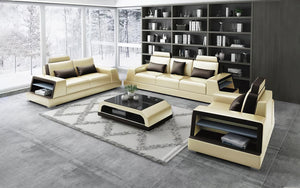 Civia Leather Sofa Set with Side Storage