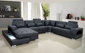 Mequon Large Leather Sectional with LED Lights