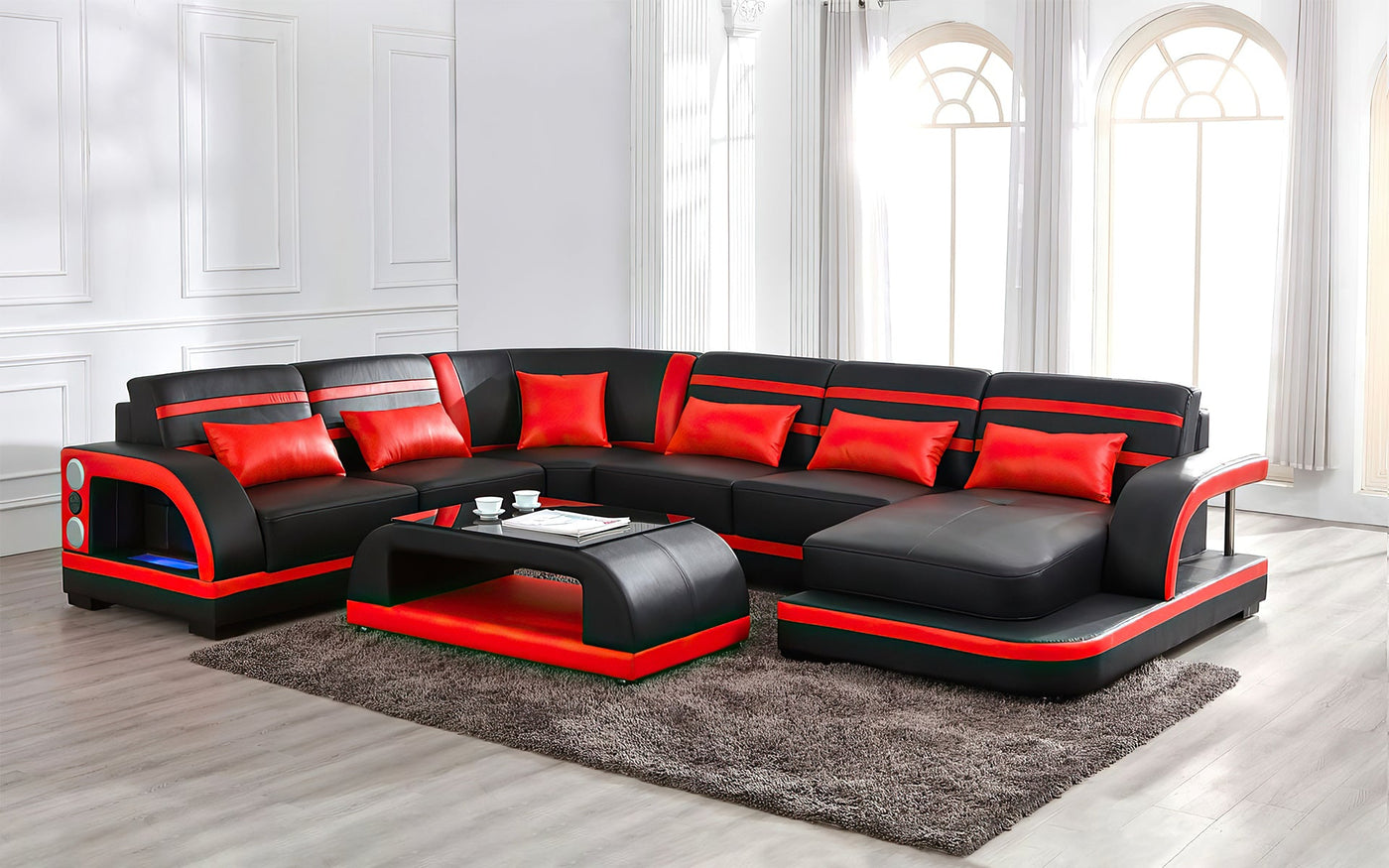 Amaiya 155.6 Wide Leather Match Corner Sectional Orren Ellis Fabric: Red Leather Match, Orientation: Left Hand Facing