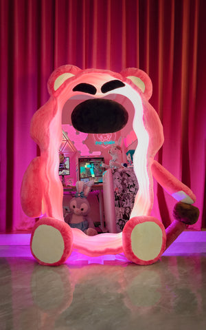 Futuristic Pink Furry Bear Mirror