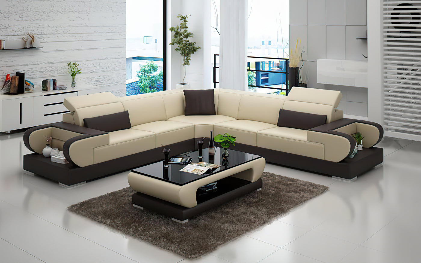 Ezrael Modern Leather Sectional – Jubilee Furniture