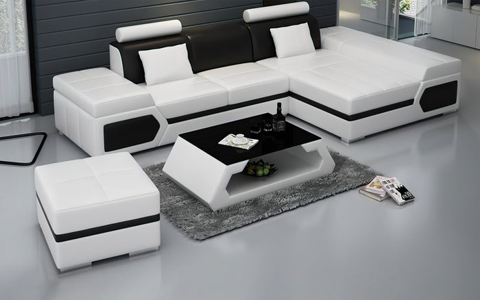 Lanz Mini Modern Leather Sectional with Chaise