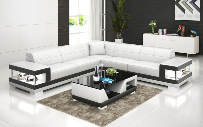 Winscombe Modern Leather Sectional with Storage