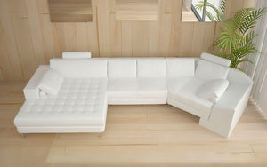 Lyric Small Leather Sectional with Tufted Chaise