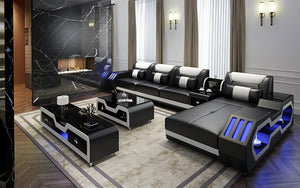 Omont Small Leather Sectional with Chaise