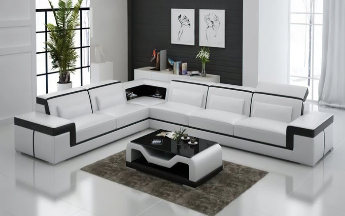 Althea Ulta Modern Leather L-Shape Sectional Couch