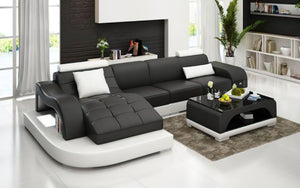 Occasional Small Leather Sectional with Adjustable Headrest