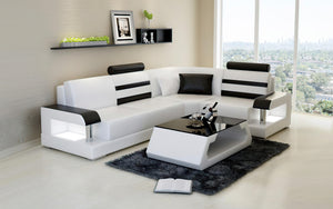 Norba Small Modern Leather Sectional with LED Light