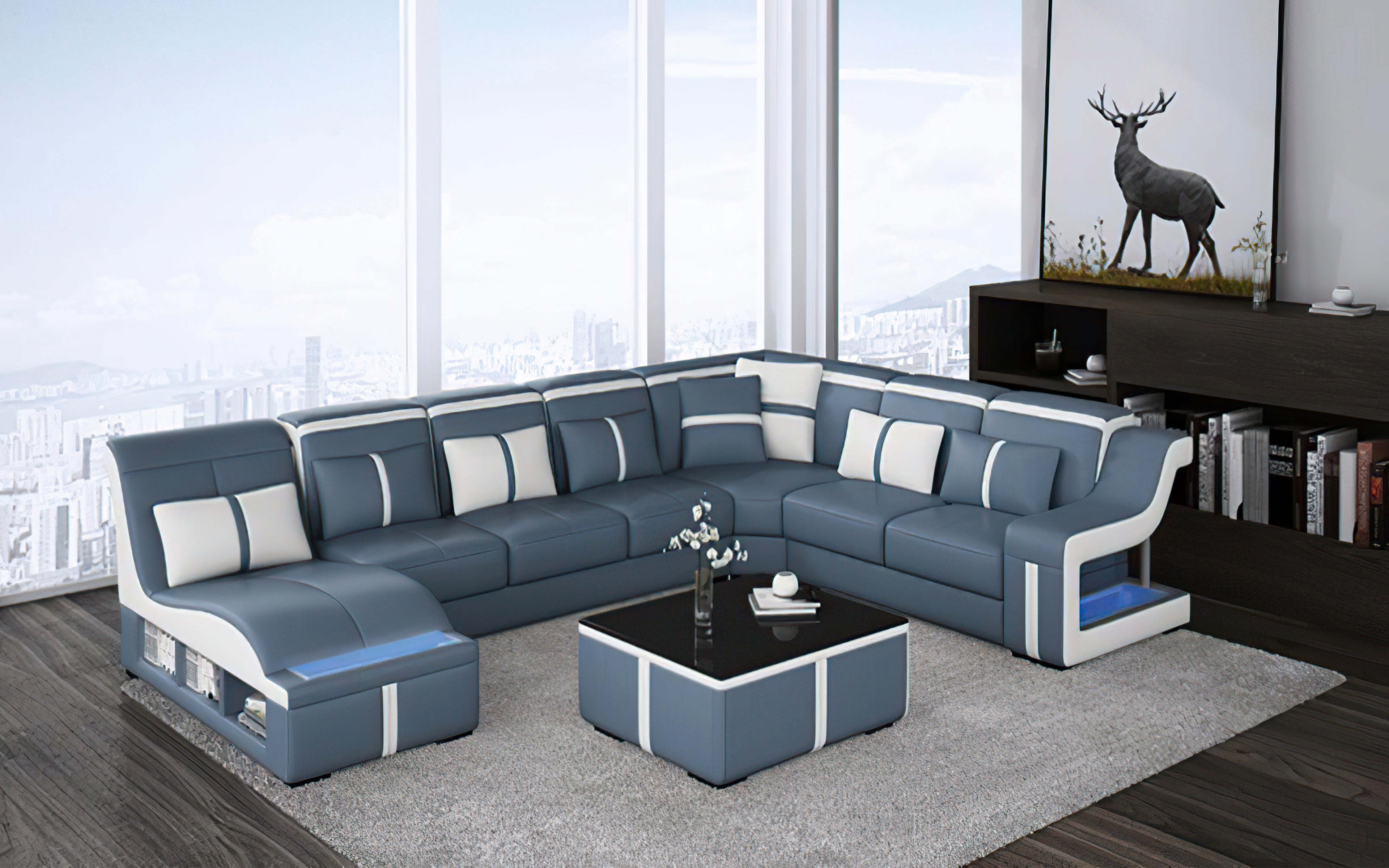 Lisa Modern Leather Sectional|Modern Furniture Store Las Vegas