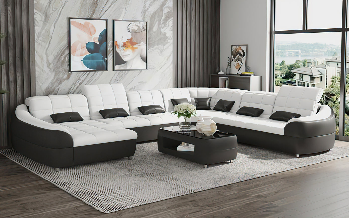 Aumin Modern Leather Sectional With