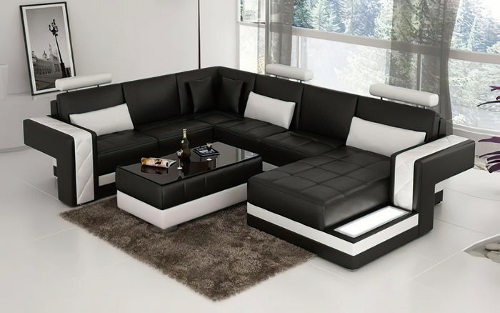 Cuko Modern Large Sectional with LED Light