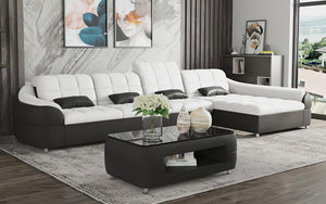 Aumin Small Leather Sectional with Chaise