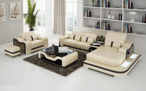 Bayard Leather Sectional With Ottoman