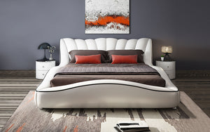 Dax Modern Curved Leather Bed