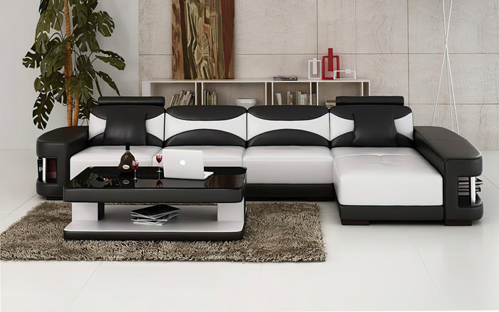 Critika Modern Leather Sectional with Chaise