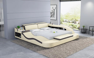 white leather storage bed