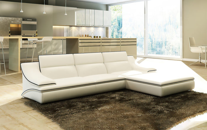 Umi Mini Modern Leather Sectional with Chaise
