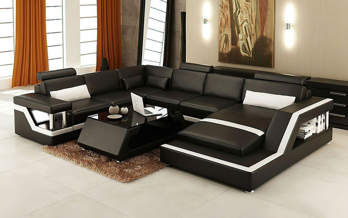 Emerson Leather Sectional With Storage