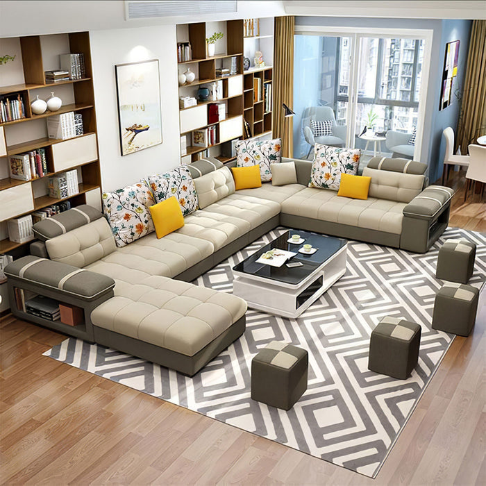 Selena Beige & Brown Modular Tufted Sectional
