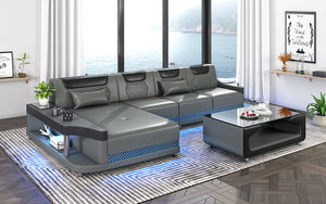Tate Modern Leather Small Sectional with LED Light