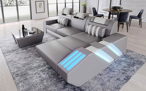 Cosmo Small Modern Leather Sectional with LED