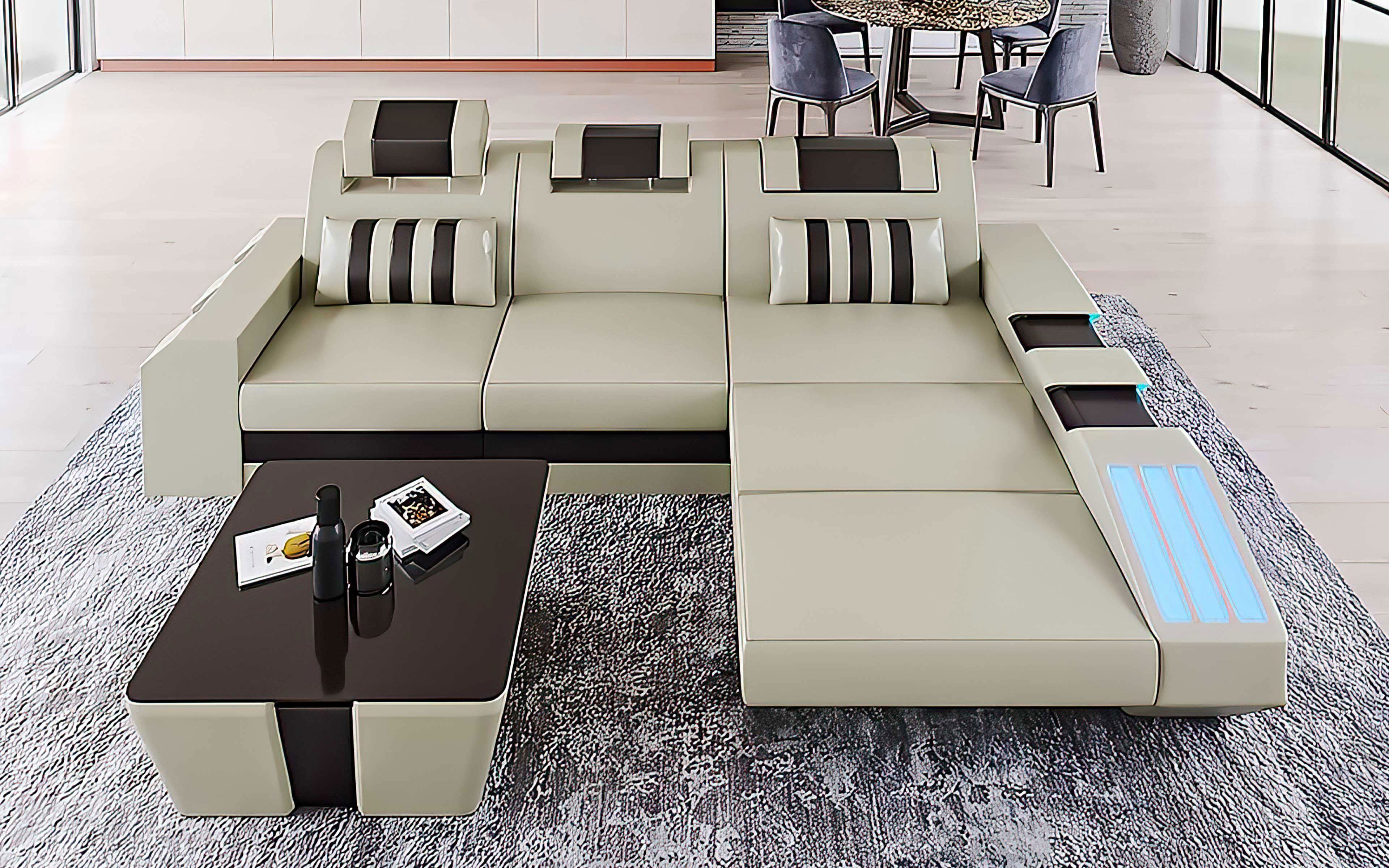 Cosmo Compact LED Sectional - Small Space Party Couch with Mood Lighting