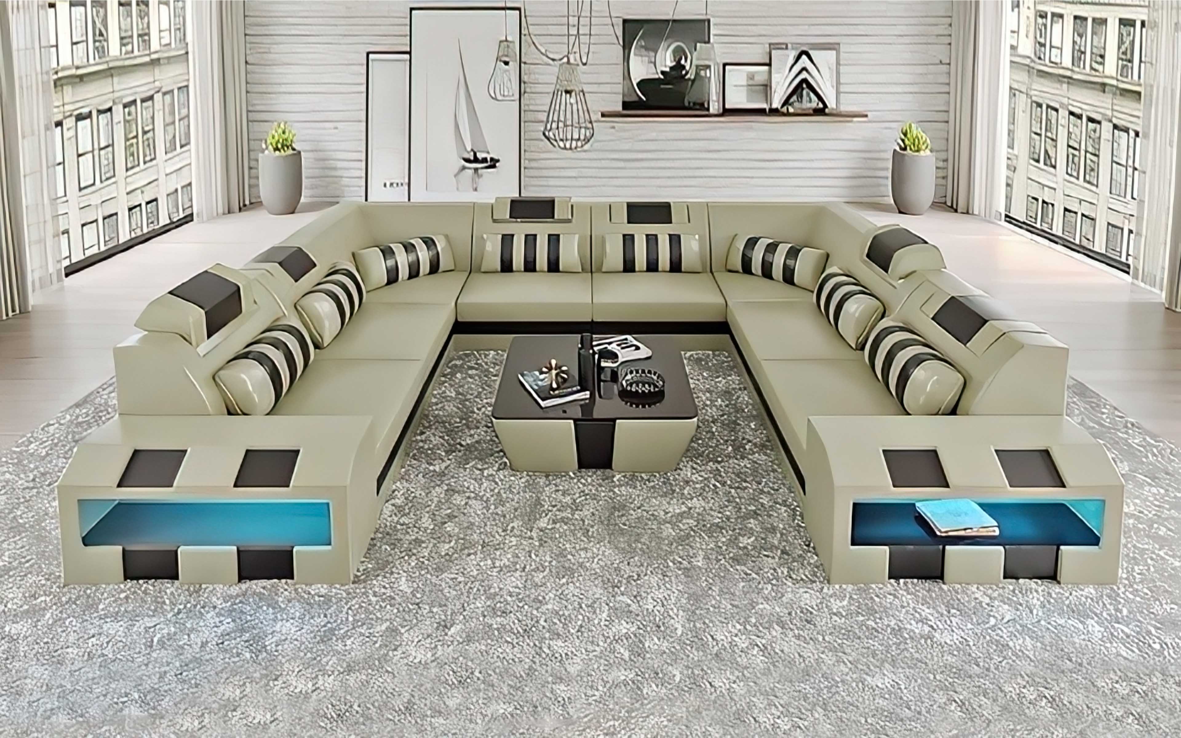 Cosmo XL U-Shape LED Sectional - Extra Large Party Couch for Big
