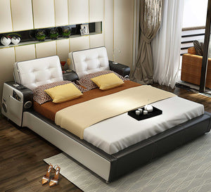 Campbell Tech Smart Modern Leather Bed
