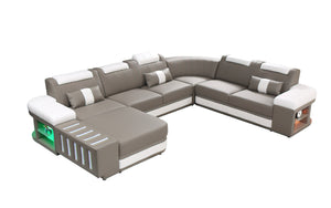 Angelas Modern Leather Sectional with LED Light