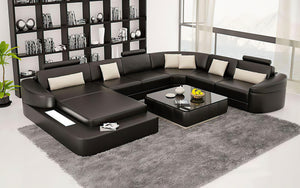 Stricker Leather Sectional with LED Light