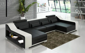 Ibiza Leather U Shape Sectional with Chaise