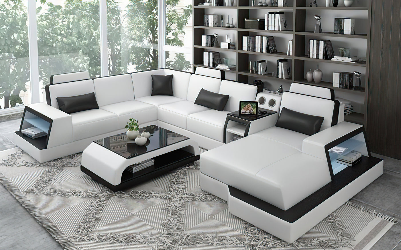 Civia Modern Leather Oversized Sectional with Storage | Futuristic ...