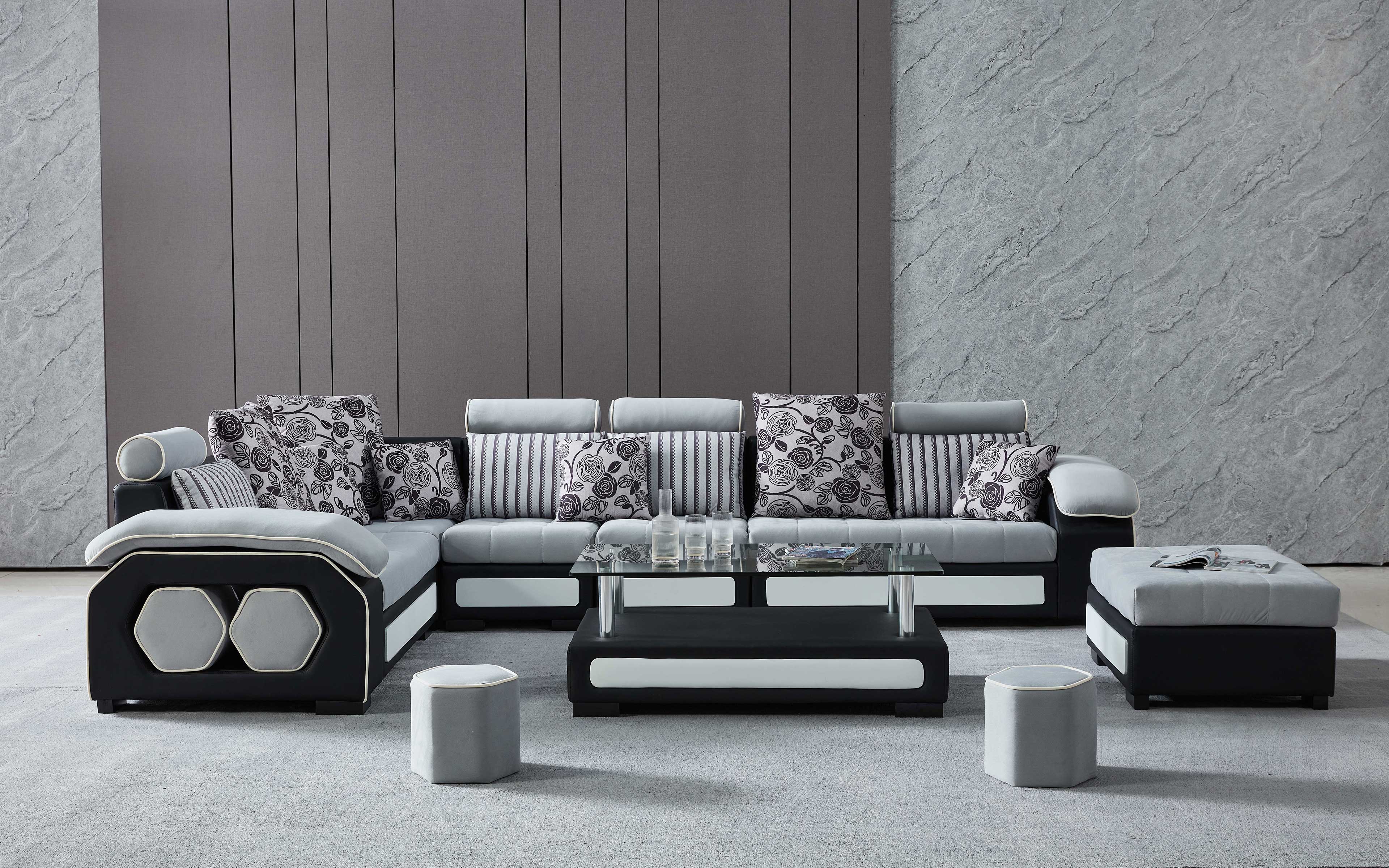 Selena Dark Grey & Silvery Grey Modular Tufted Sectional