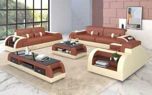 Woofy Leather Sofa Set With Side Storage