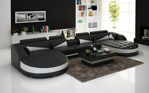 Geode Leather Sectional with Shape Chaise