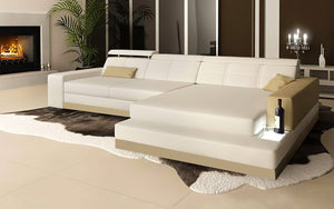 Carsa Mini Modern Leather Sectional with Chaise