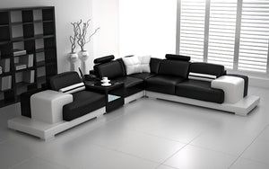 Halsey Modern Leather Sectional with Console Table