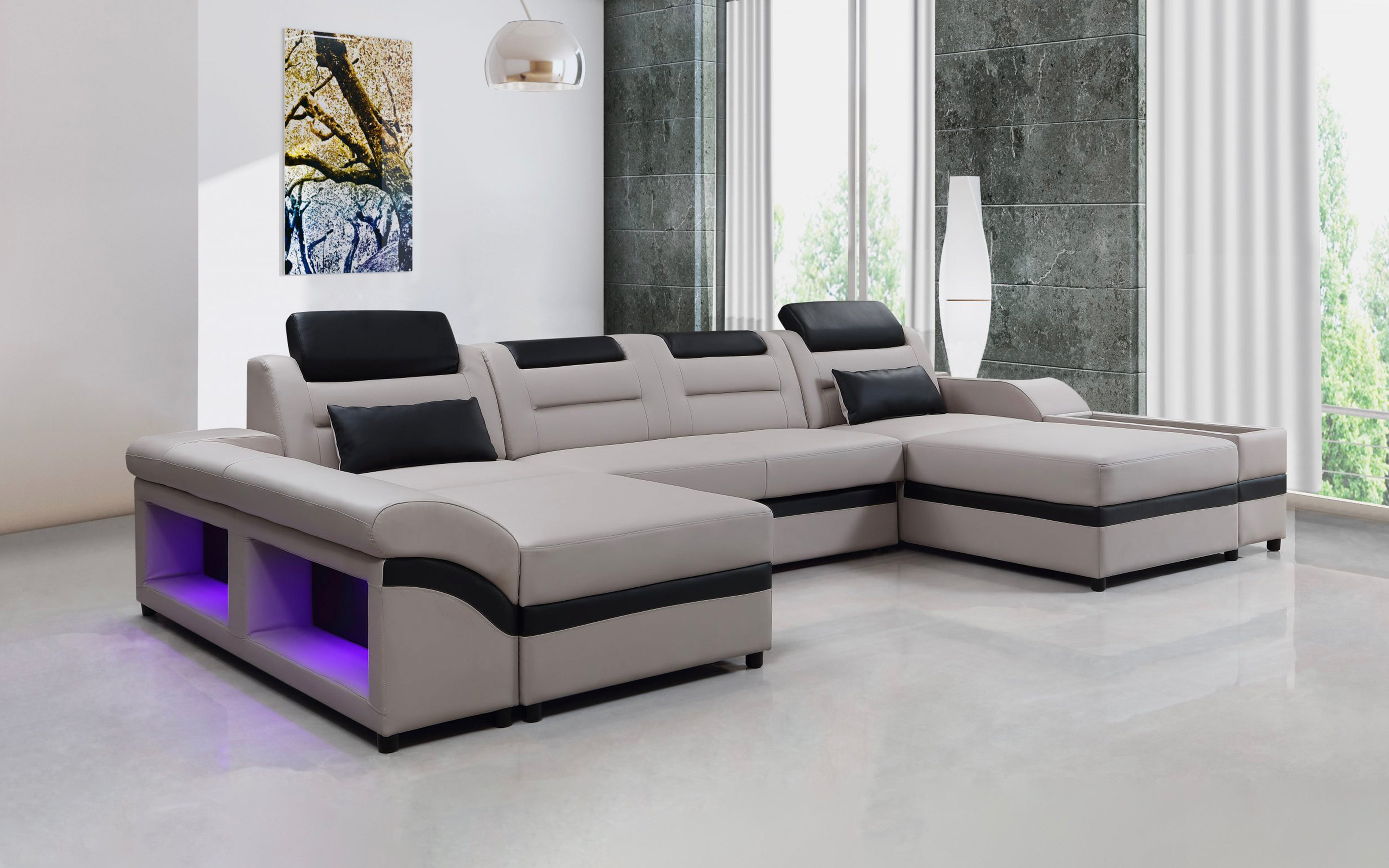 Venus Leather Sectional with LED Light | Jubilee Furniture Stores