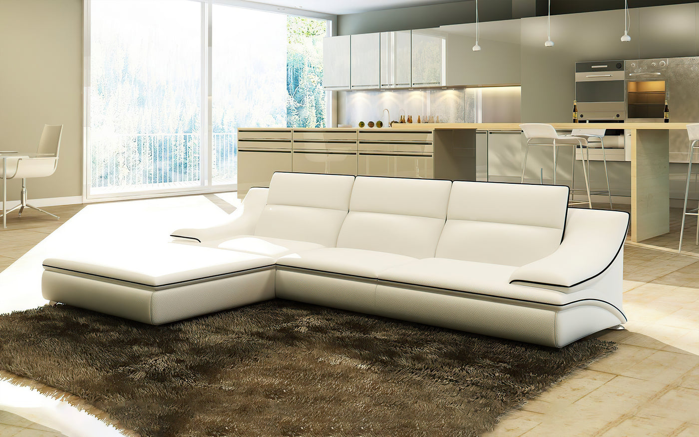 Umi Mini Modern Leather Sectional with Chaise – Jubilee Furniture