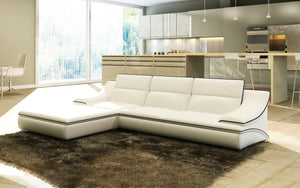 Umi Mini Modern Leather Sectional with Chaise