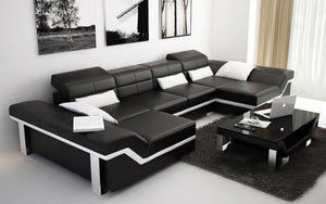 Kaniel Leather Sectional with Adjustable Headrest