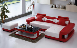 Critika Mini Modern Leather Sectional with Chaise